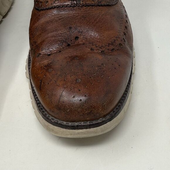 Cole Haan Zerogrand Wingtip Oxford Mens 13 M Brown Burnished Leather Shoes - Picture 8 of 16